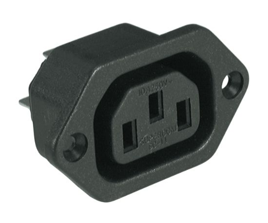 Picture of C13 IEC SOCKET FLANGE MOUNT SOLDER TAG 4.8mm