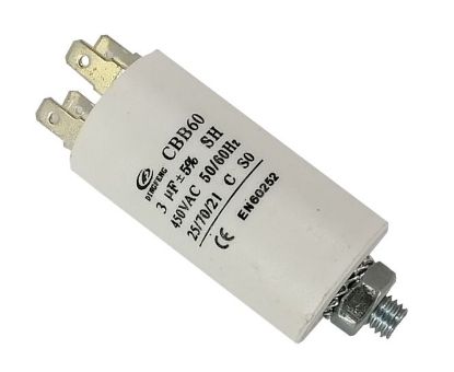 Picture of MOTOR RUNNING CAPACITOR 3uF 450VAC STU/4TE 30x57MM