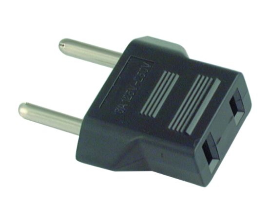 Picture of ADAPTOR EU-USA 2PIN ROUND PINS TO FLAT SOCKET