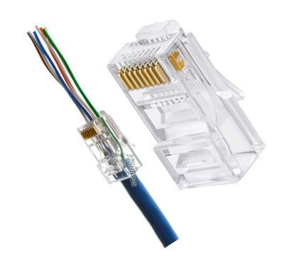 Picture of FEED THROUGH 8W MODULAR PLUG SOLID CAT5 1mm HOLES - DEBULK
