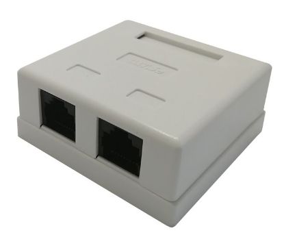 Picture of WALL-MOUNT 2xRJ45 CAT5E SOCKET 60 x 58 x 27mm