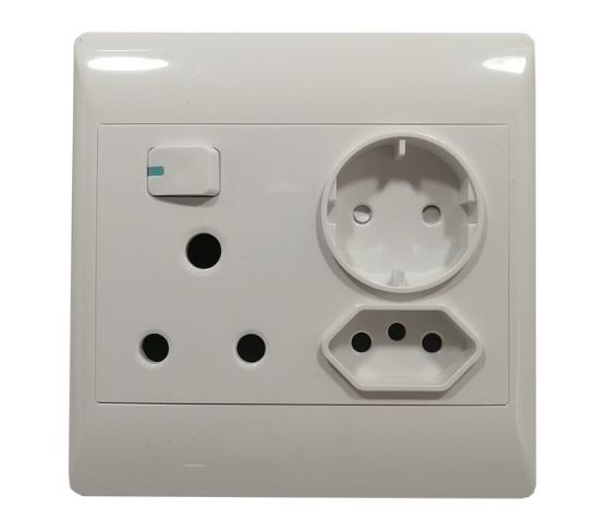 Picture of 1L 16A +EURO+SCHUKO 4x4 FLUSH MOUNT