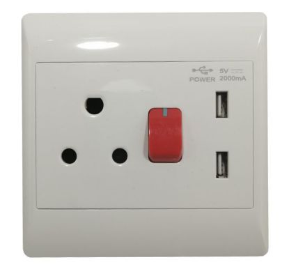 Picture of DEDICATED 16A WALL SOCKET + 2USB 4x4
