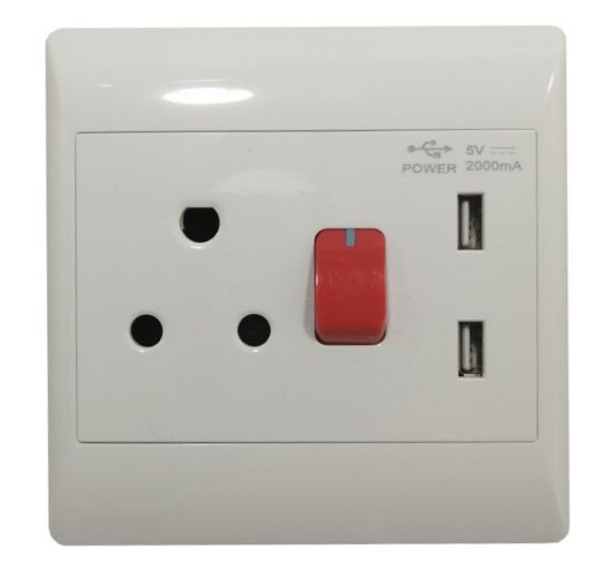 Picture of DEDICATED 16A WALL SOCKET + 2USB 4x4