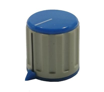 Picture of CAPPED KNOB 20mm POINT 6.4MM SHAFT BLUE & GREY - DEBULK