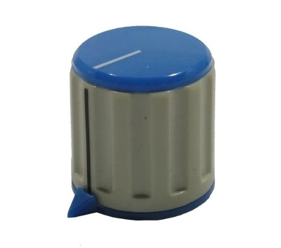 Picture of CAPPED KNOB 20mm POINT 6.4MM SHAFT BLUE & GREY - DEBULK