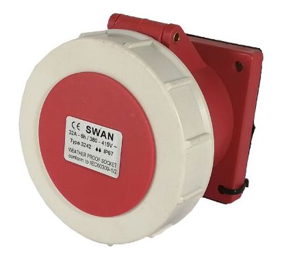 Picture of SOCKET PANEL STRAIGHT 32A 3P + E 380V IP67 4W