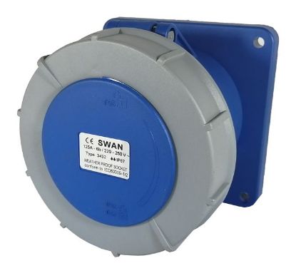 Picture of SOCKET PANEL STRAIGHT 63A 2P E 220V IP67