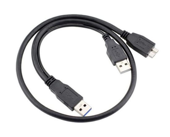Picture of DUAL USB A - MICRO B USB 3.0 CABLE BLACK 1M