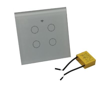 Picture of WIFI WALL LIGHT SWITCH 4 WAY WHITE 85x85mm