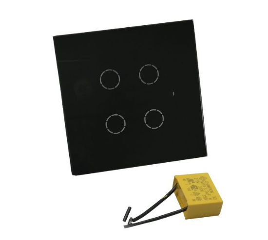 Picture of WIFI WALL LIGHT SWITCH 4 WAY BLACK 85x85mm