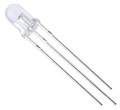 Picture of LED 5MM 3PIN CLEAR TO RED & BLUE COM. CATHODE