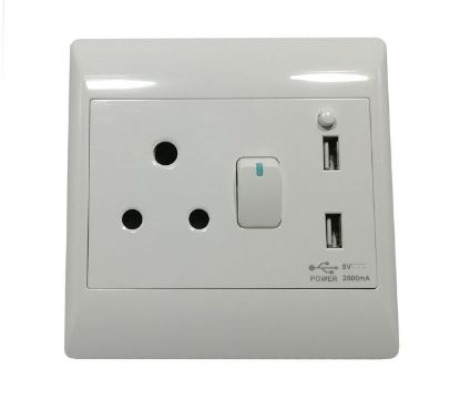 Picture of FLUSH MOUNT WALL SOCKET 16A 4x4 + 2xUSB