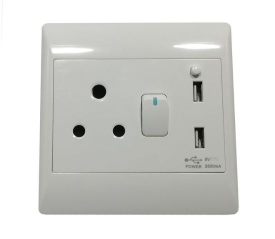 Picture of FLUSH MOUNT WALL SOCKET 16A 4x4 + 2xUSB