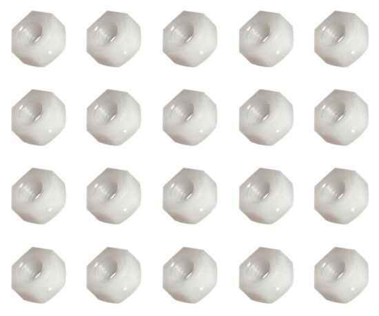 Picture of WHITE NYLON M3 NUT - 3x2.5x5.6mm - 1K/BAG