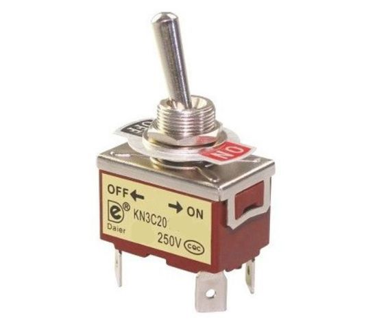 Picture of MEDIUM TOGGLE SWITCH DPST ON-OFF 15A 250V LUG TERMINALS - DEBULK