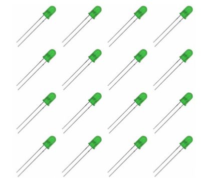 Picture of LED 5mm RND DI-GR 130mcd 570nm 30DEG SHORT FEET - 1K/BAG