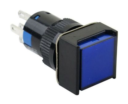 Picture of 16mm MOM PUSH BUTT 1NO&1NC SQU 220VAC BLUE