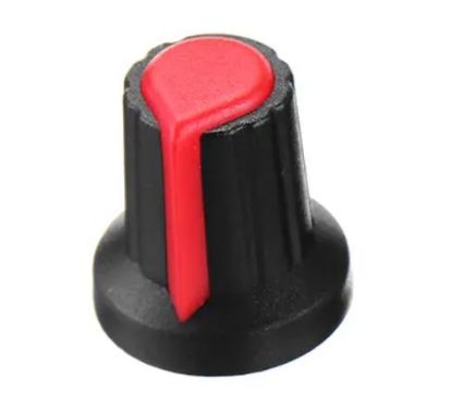Picture of KNOB BLACK SPLINED WITH RED MARKER 6mm  15x17