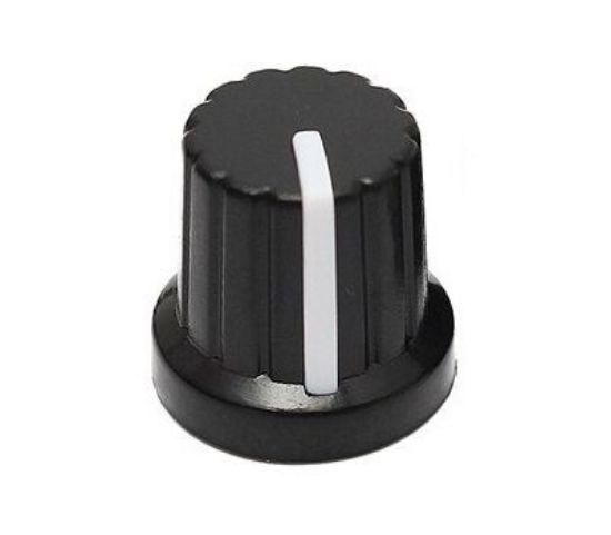 Picture of KNOB BLACK WITH WHITE MARKER 6mm KNOB 11x15 - 10P/BAG