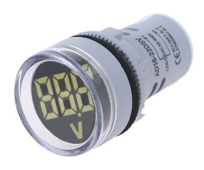 Picture of VOLTMETER INDICATOR 500VAC 3-DIG WHITE 22mm P/M