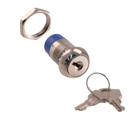 Picture of SWITCH KEYLOCK LARGE SPDT 2POS  4A 28VDC 1KEY PULL NO=A126 3-PIN