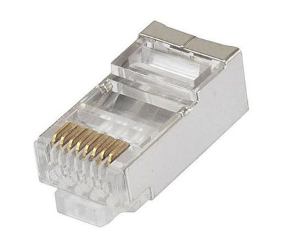 Picture of MODULAR PLUG 8W RJ45 CAT5 CONNECTOR SHIELDED CHROME - 500/BAG
