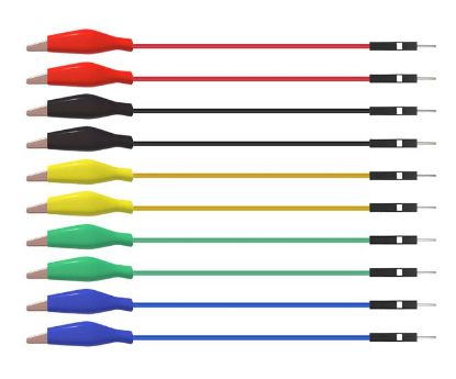 Picture of JUMPER PLUG TO CROC CLIP LEAD -10-PCS SET OF 5-DIFF COLORS