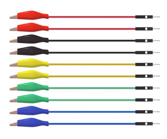 Picture of JUMPER PLUG TO CROC CLIP LEAD -10-PCS SET OF 5-DIFF COLORS