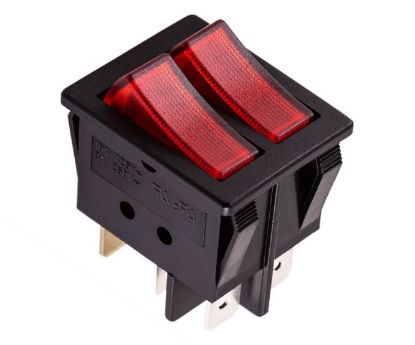 Picture of ROCKER SWITCH DPST ON-OFF ILLUM RED 16A 250V