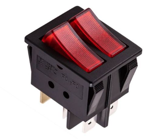 Picture of ROCKER SWITCH DPST ON-OFF ILLUM RED 16A 250V