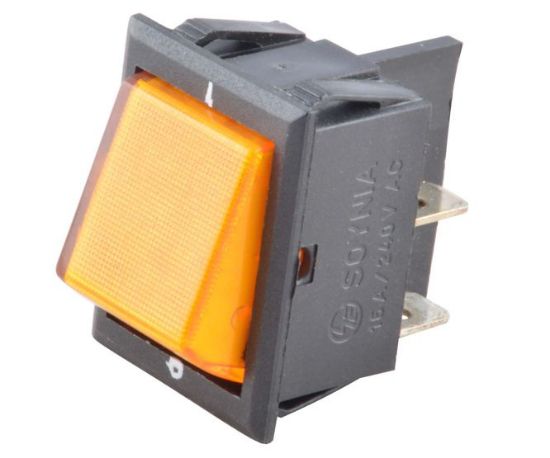 Picture of ROCKER SWITCH DPST ILLUMINATED YL 4P 250V 15A