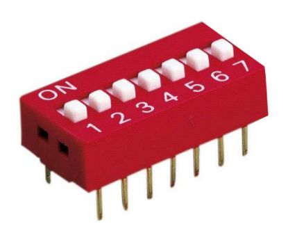 Picture of DIP SWITCH STD 7POLE 100mA 7.62mm RED