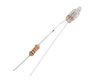 Picture of NEON LAMP 220V 15x6mm WITH WIRE LEADS / PCB PINS