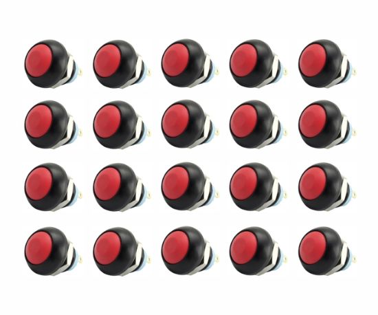 Picture of M12 P/BUTTON SWITCH N.O. SPST RED IP67 - 50P/BOX