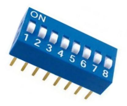 Picture of DIP SWITCH STD 8POLE 100mA 7.62mm BLUE