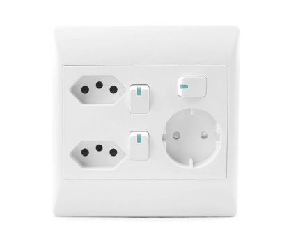Picture of WALL SOCKET 3L + 2 EURO + 1SCHUKO 4x4