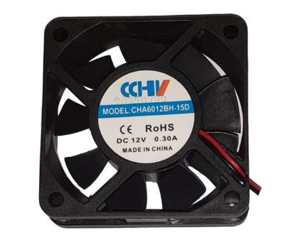 Picture of 12VDC AXIAL FAN 60sqx15mm BALL 22CFM 0.3A LEAD