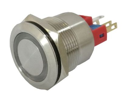Picture of 22mm PUSH BUTTON SWITCH MOM IILLUM METAL 250VAC 5A BLUE