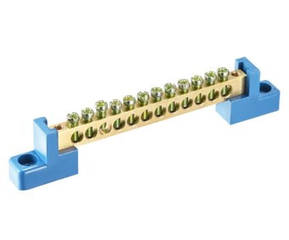 Picture of EARTH BRASS BAR TERM UNINSULATED 12P BLUE P/MOUNT 125AMPS