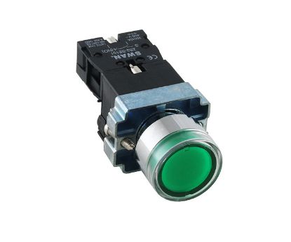 Picture of 22mm PUSH BUTTON ILLUMINATED GREEN 220VAC NO