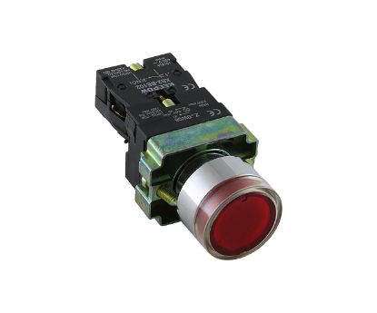 Picture of 22mm PUSH BUTTON ILLUMINATED RED 220VAC NO