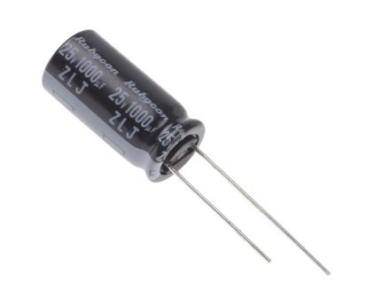 Picture of ELECTROLYTIC CAPACITOR RADIAL RAD 1000uF 25V LIHT 10x20 P=5