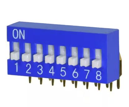 Picture of DIP SWITCH R/A 8POLE 100mA 7.62mm BLUE