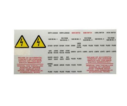 Picture of DISTRIBUTION BOARD SELF ADHESIVE LABEL 218x95mm