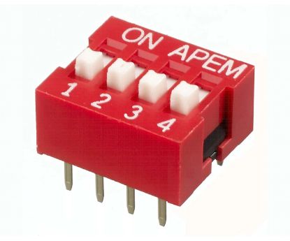 Picture of DIP SWITCH SPST 4W RED