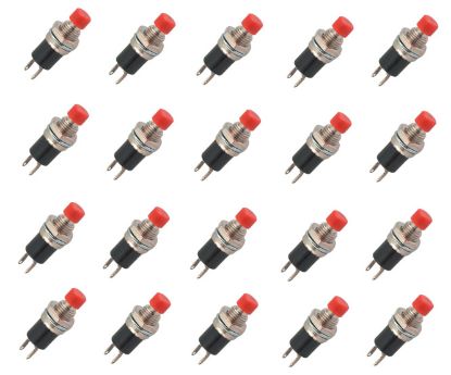 Picture of P/BUTTON SWITCH N.C. SPST 1A RED SOLDER M7- 500/BAG