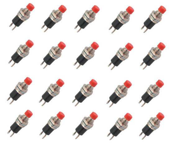 Picture of P/BUTTON SWITCH N.C. SPST 1A RED SOLDER M7- 500/BAG