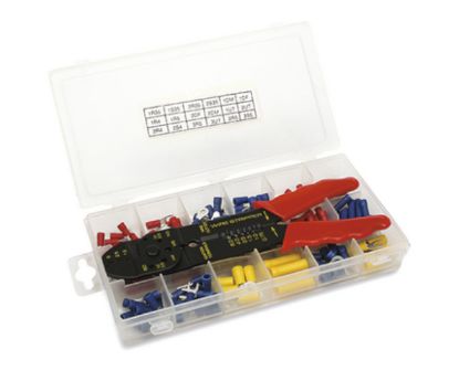 Picture of ASSORTMENT OF PRE-INSULATED TERMINALS + CRIMPER 150PCS