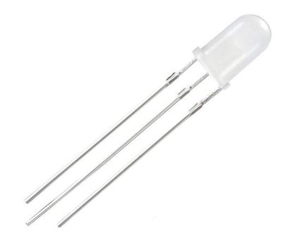 Picture of LED 5MM 3PIN CLEAR TO RED & BLUE COM. ANODE